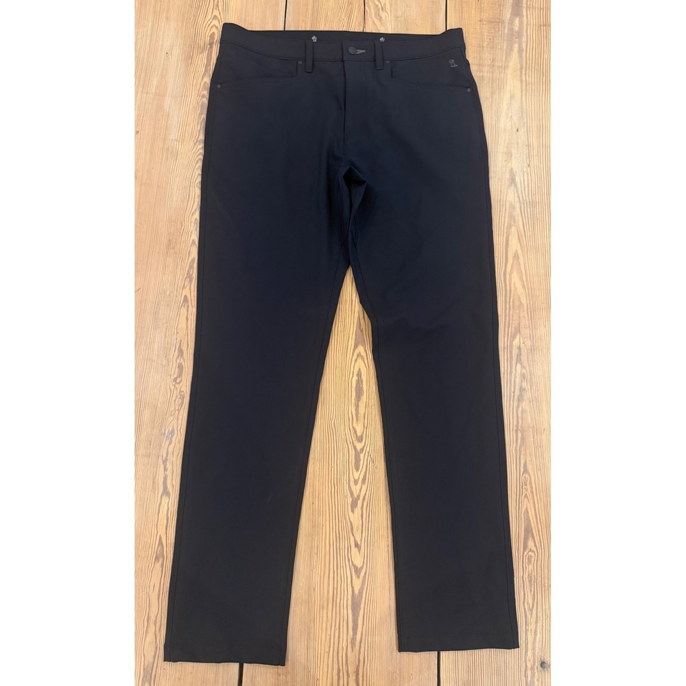 The Gingham Dog Performance Prep Pants Mens 36/34 Black 5-Pocket Stretch Golf
